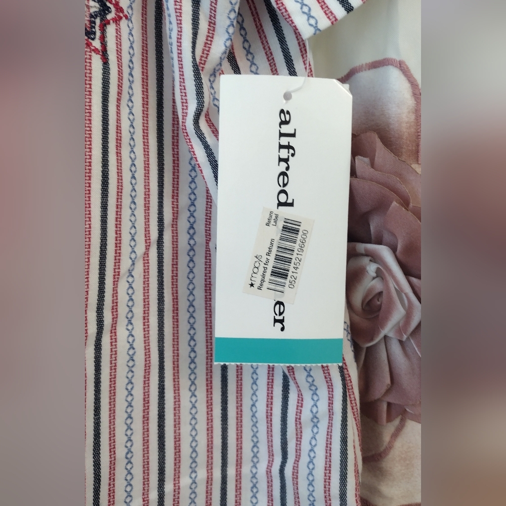 NWT Alfred Dunner Striped Button Down Shirt - Red, Blue, White - Picture 3 of 6